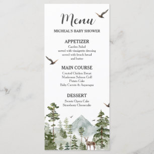 Menu Chá de fraldas da Floresta de Pinheiro
