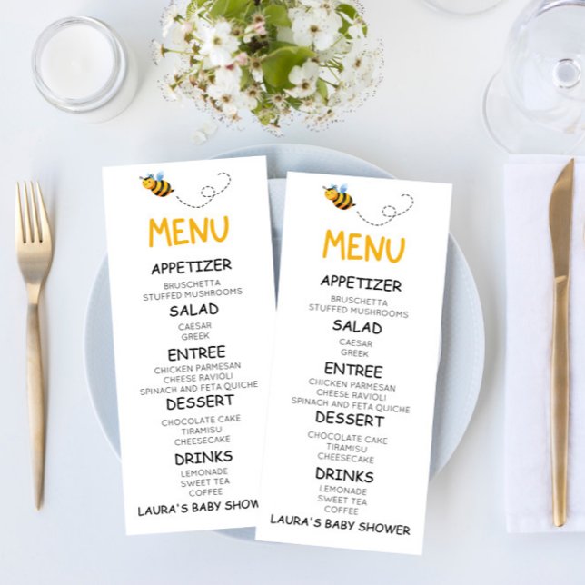 Menu Chá de fraldas de abelha amarela (Criador carregado)