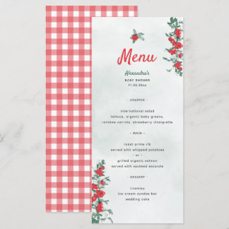 Menu Chá de fraldas de Aquarela de Tomate Cute Russo