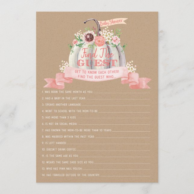 Menu Chá de fraldas De Bomba Branca Para Encontrar O Jo (Frente)