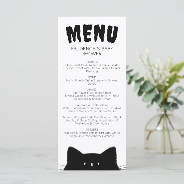 Menu Chá de fraldas de Boo Halloween (Em pé/Frente)