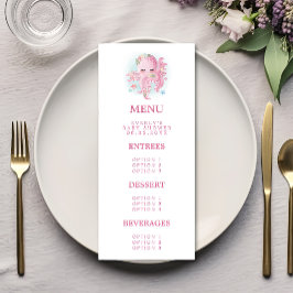 Menu Chá de fraldas de Opolvo Pink Watercolor Girl