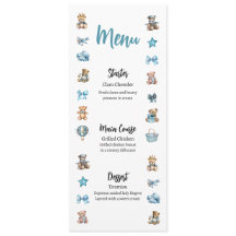 Menu Chá de fraldas do Urso Azul