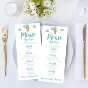 Menu Chá de fraldas do Urso Azul e Balões Comida