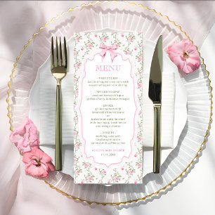 Menu Chá de fraldas Elegante de Arco rosa coquetel