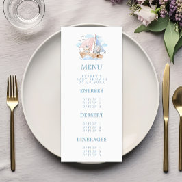 Menu Chá de fraldas Náutico de Aquarela do Urso de Elef