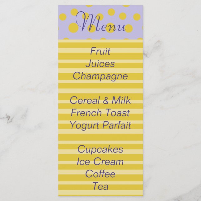 Menu chá de fraldas "Pés Dourados" (Frente)