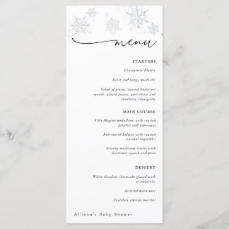 Menu Chá de fraldas Silver Snowflakes