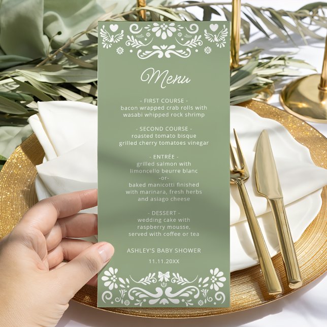 Menu Chá de fraldas Verde Mexicano Cielito Lindo (Criador carregado)