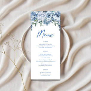Menu Chá de panela Azul com Dusty Floral de Aquarela