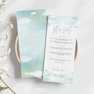 Menu Chá de panela Azul e Branco da Nuvem 9