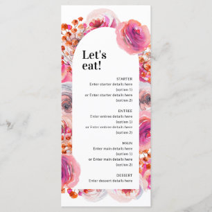 Menu Chá de panela de Arco Floral Rosa Quente