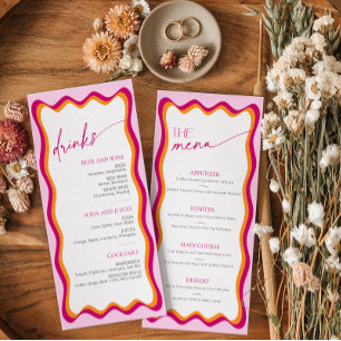 Menu Chá de panela de Borda ondulada cor-de-rosa e