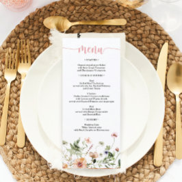 Menu Chá de panela de Casamento Floral Rosa de Flor