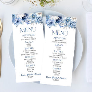 Menu Chá de panela de Flores Azuis Dusty Floral Comida