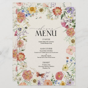 Menu Chá de panela de Moldura Floral de Flor Selvagem P