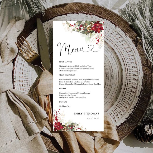 Menu Chá de panela de Poinsettia Vermelha Natal (Criador carregado)