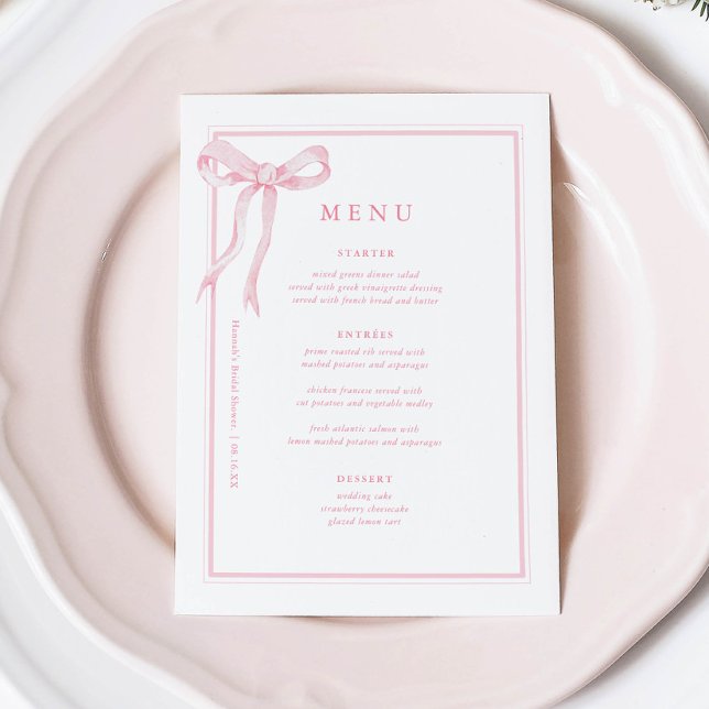 Menu Chá de panela do Arco rosa coquette (Criador carregado)