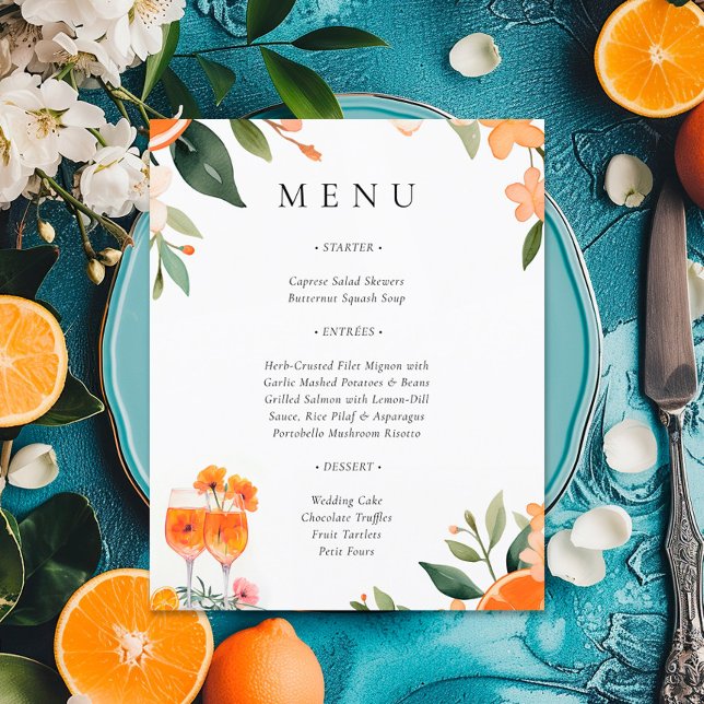 Menu Chá de panela Floral do Aperol Spritz (Criador carregado)