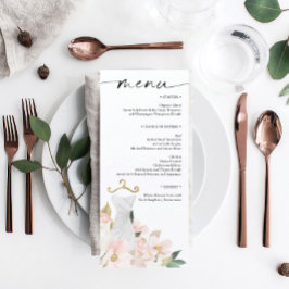Menu Chá de panela Floral Elegante Blush