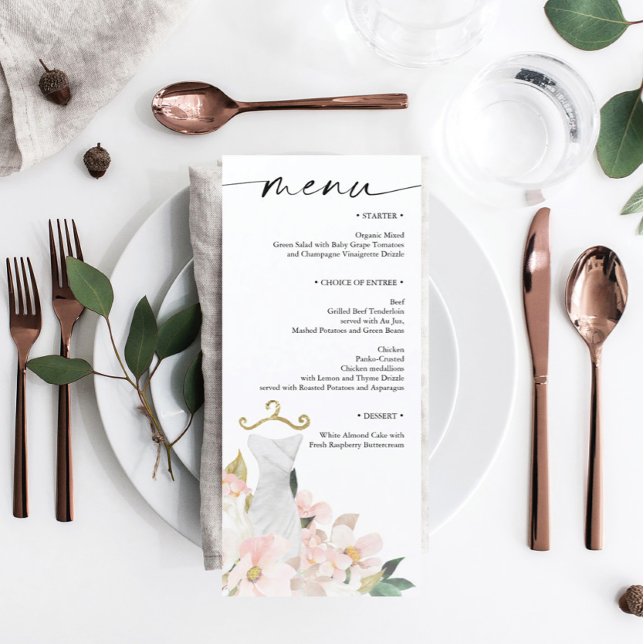 Menu Chá de panela Floral Elegante Blush (Criador carregado)