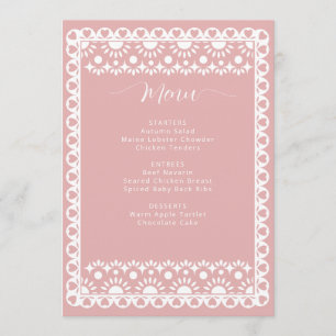 Menu Chá de panela Mexicano Blush Papel Picado Boho