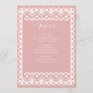 Menu Chá de panela Mexicano Blush Papel Picado Boho