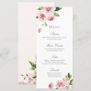 Menu Chá de panela Romântico Floral Rosa de Verão