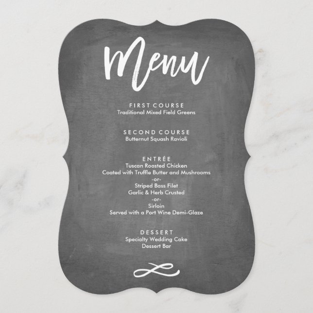 Menu Chalkboard de Tipografia Chic (Frente)