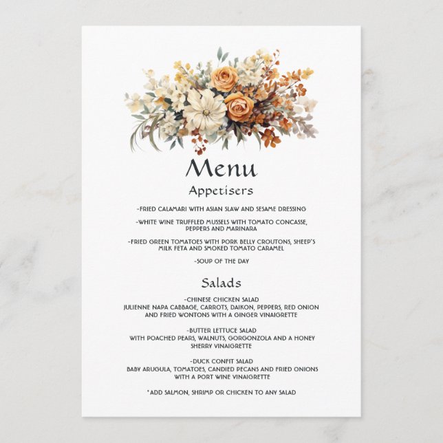 Menu Champagne e Ivory Floral Weding (Frente)