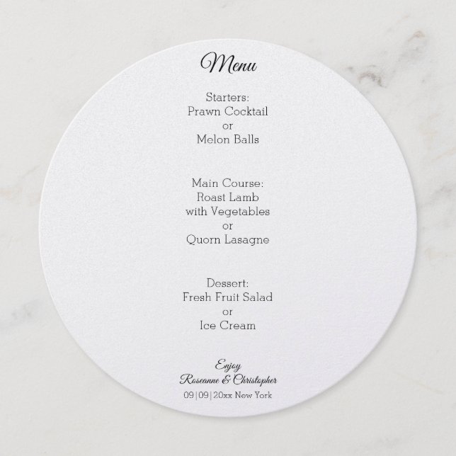 Menu Champagne Glasses Wedding (Frente)