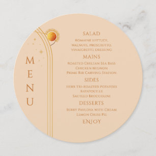 Menu Champanhe Celestial Dourado Sun Moon Stars Casamen