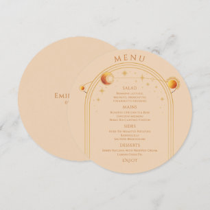 Menu Champanhe Celestial Dourado Sun Moon Stars Casamen