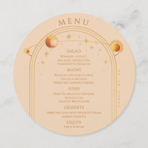 Menu Champanhe Celestial Dourado Sun Moon Stars Casamen