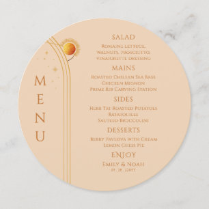 Menu Champanhe Celestial Dourado Sun Moon Stars Casamen