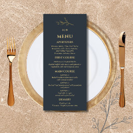 Menu Charcoal Monogram Botanical Minimalist Wedding