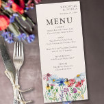 Menu Charme de Flores, Campo de Casamento Floral<br><div class="desc">Carteira de cardápio de flores silvestres com flores silvestres de aquarela. Esta design botânica russa tem uma bonito fronteira de flores silvestres, incluindo a margarida-de-papoila-dormideira, a cabeça-seca e o trevo. Uma floral moderna elegante com tema de jardim boêmico. Por favor, navegue na minha loja na coleção Charm de Flor Selvagem,...</div>