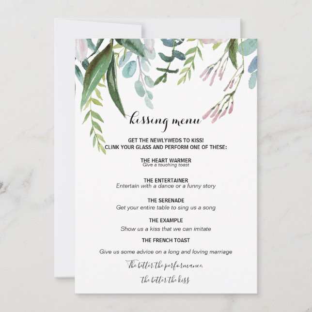 Menu Charming Tropical Floral and Greenery Kissing (Frente)