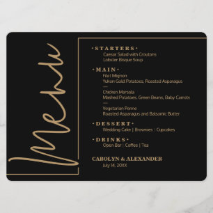 Menu Chic Black e Dourado
