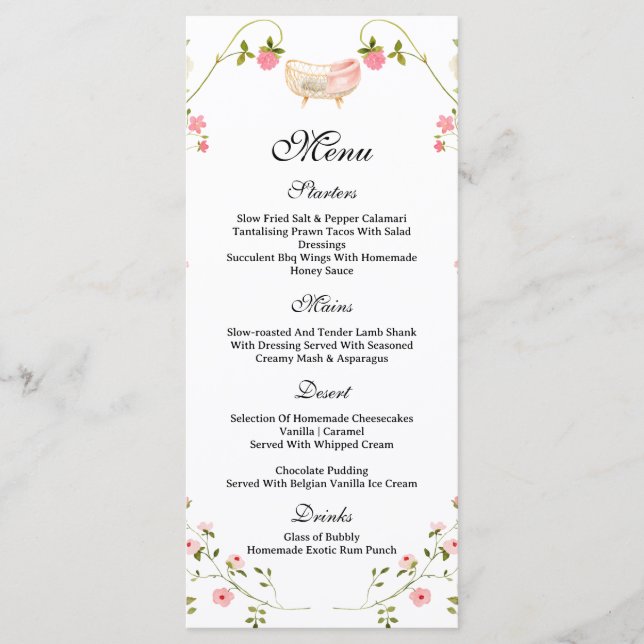 Menu Chic de Flores Silvestres Floral Luxuriante Boho B (Frente)