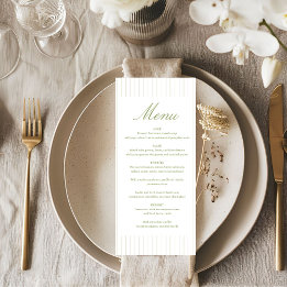 Menu Chic Minimalista Listra Verde Casamento