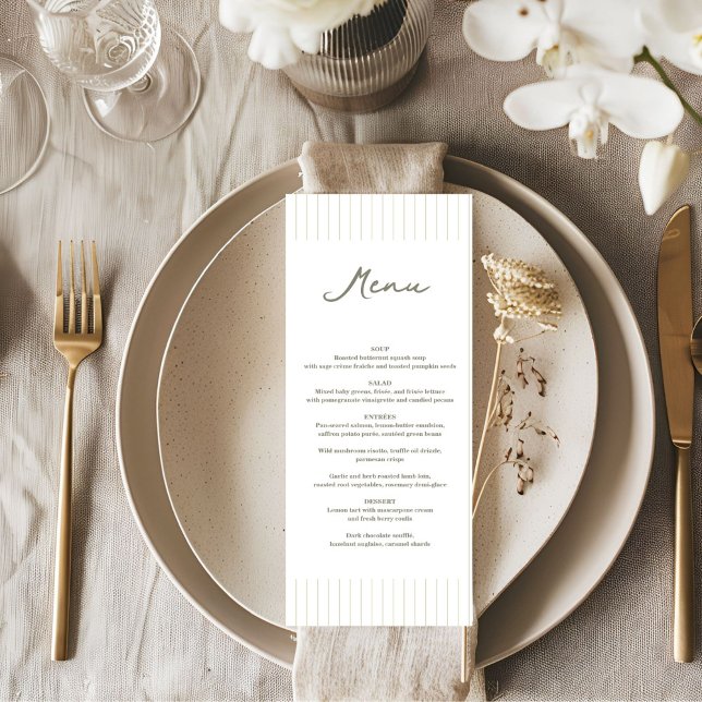 Menu Chic Minimalista Listra Verde Casamento (Criador carregado)