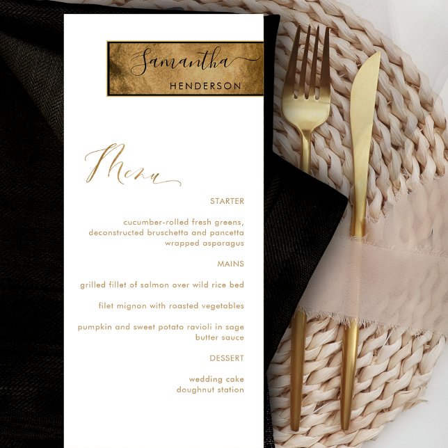 Menu Chic Personalizado com Nome do Convidado Branco, P (Criador carregado)