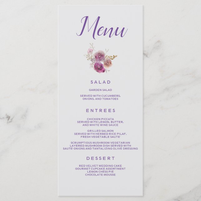 Menu Chic Purple Floral (Frente)