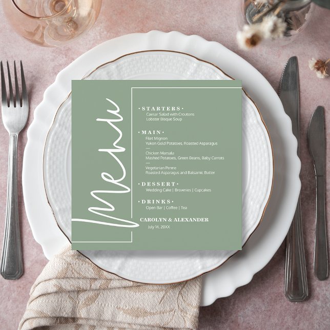 Menu Chic Sage Green (Chic Sage Green Menu Cards)