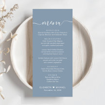 Chic Script Casamento Azul Empoeirado