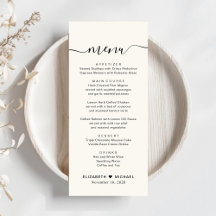 Chic Script Creme Recepção de Casamento