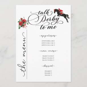 Menu Chic Talk Derby Me Race Horse Party Equestrian