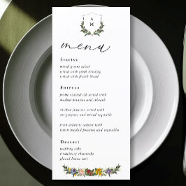 Menu Chic Whimsical Vintage Monograma Floral