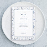 Menu Chinoiserie Algo Chá de panela Azul<br><div class="desc">Dusty Blue,  Vintage Blue,  Elegante 5x7" Cartões de Mesa de Casamento Menu Plano Caligrafia Elegante Coma e Beba Menus de Casamento | Caligrafia Simples Menus De Casamento Russo,  Menus De Casamento Russo,  Menu De Casamento Floral,  Menu De Mesa De Casamento</div>